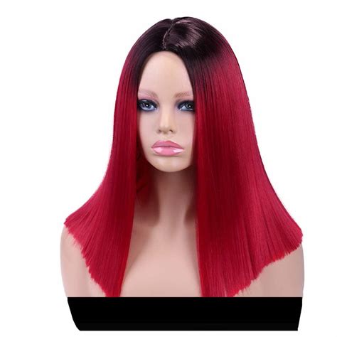 14inch Bob Style Synthetic Wig For Cosplay Party High Temperature Fiber Straight Hair Center