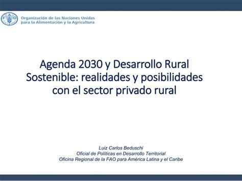 Agenda 2030 Y Desarrollo Rural Sostenible Realidades Y Posibilidades