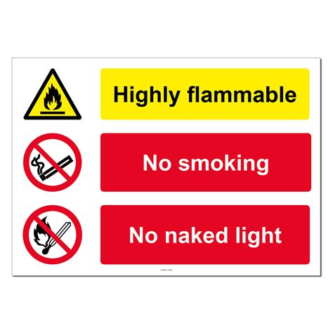 Highly Flammable No Smoking No Naked Light Safety Sign — Sg World