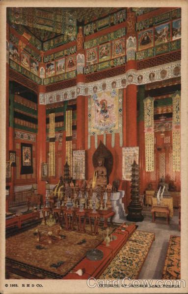 Interior of Chinese Lama Temple 1933 Chicago World Fair Postcard