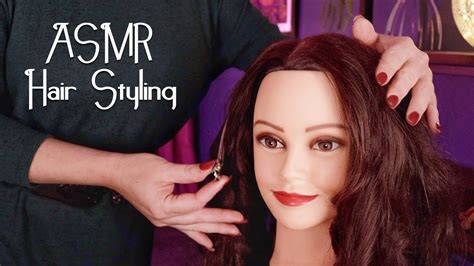 Asmr Mannequin Hair Play 💇🏽‍♀️ Curling Tongs Brushing Clips Soft