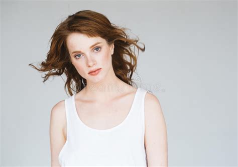 Brunette Woman Girl With Long And Shiny Wavy Hair Beautiful Mod Stock Photo Image Of Care