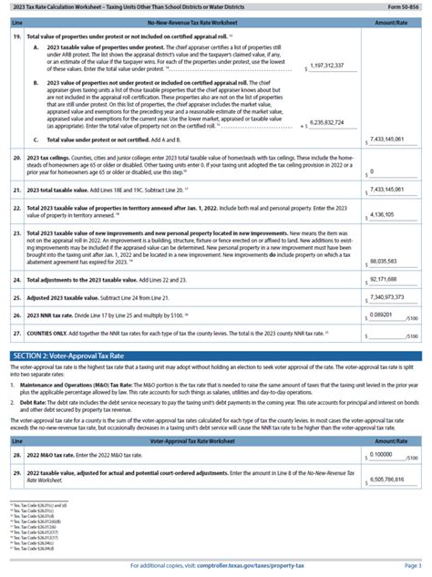 2023 Tax Rate Calculation Worksheet Harris County ESD No 20