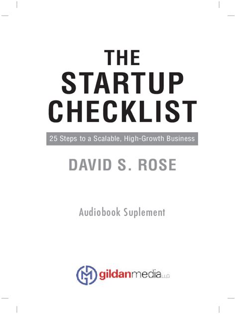 Fillable Online The Startup Checklist 25 Steps To A Scalable High