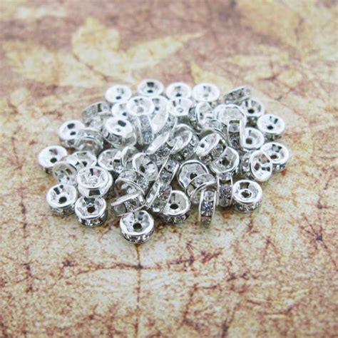 100 Perle Rondelle Strass Intercalaire Argenté 6mm Mercerie Center