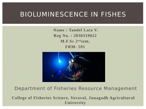 (PDF) Bioluminescence in Fishes, Credit seminar