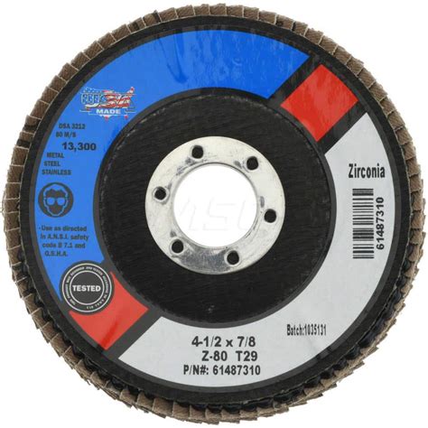 CGW Abrasives Flap Disc 4 1 2 Dia 7 8 Hole 80 Grit Zirconia