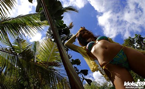 Alluring Asian Babe With Tiny Tits Stripping Off Her Bikini CoedCherry