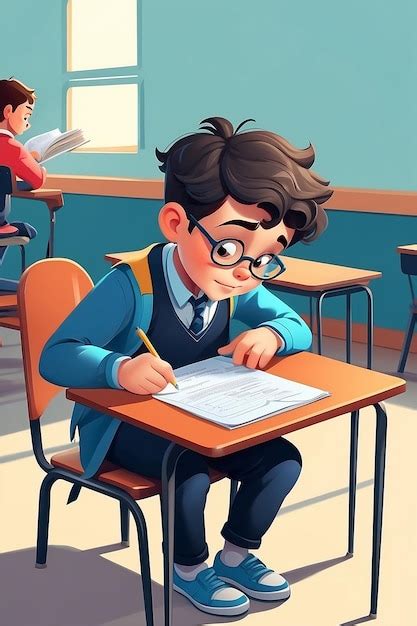 Personaje de dibujos animados en ángulo alto Niño haciendo trampa en el