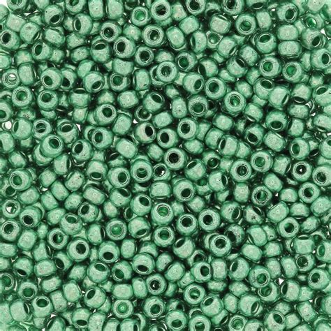 Mini rocailles 11 0 2 mm Terra Métallique Vert x20g Perles Co