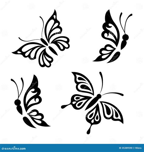 Collection Black And White Butterflies Stock Vector Image 35389590