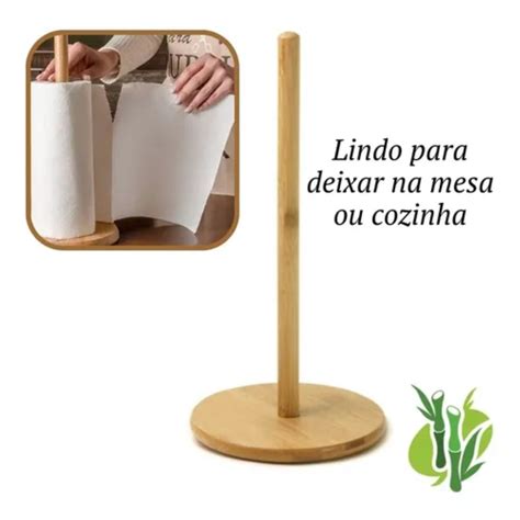 Suporte Porta Papel Toalha Guardanapos Em Bambu Para Organizar Bancada