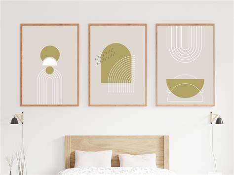 Set of 3 Abstract Wall Art, Geometric Art Set of 3, Mid Century ...