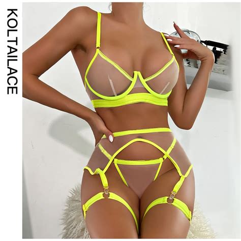 Koltailace Neon Lingerie Er Tica Sexy Underwear Lace Ver Atrav S Do