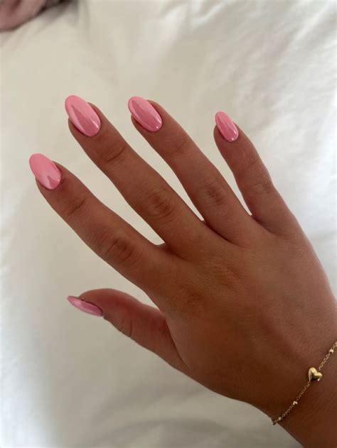 Pink Chrome Nails Pink Tip Nails Wow Nails Pink Oval Nails Crome