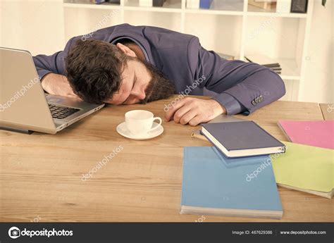 Energy And Tiredness Boss Fell Asleep On Table Man Sleep Over