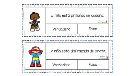 Tarjetas De Comprensi N Lectora Con Dibujo Verdadero Falso Peanuts