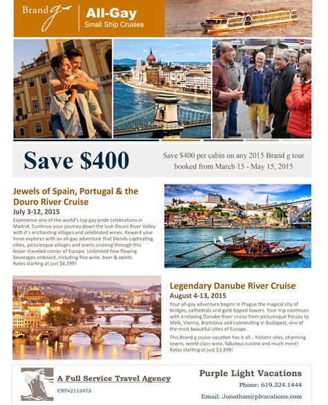 Save $400 Per Cabin on Any Brand g 2015 Tour Booked by May 15th