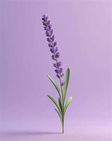 Single Lavender Flower On A Purple Background Premium Ai Generated Image