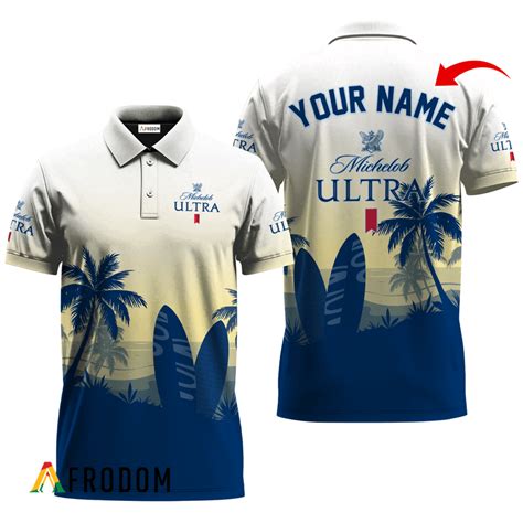 Personalized Michelob Ultra Palm Tree Surfboard Polo Shirt Michelob