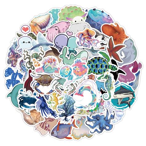 50Pcs/set Laptop Decoration Stickers Ocean Animal – Vicedeal
