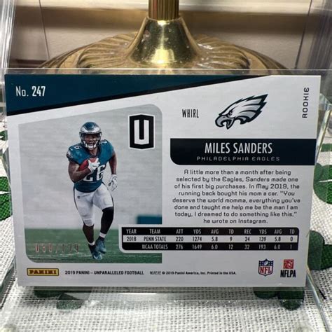 2019 Panini Unparalleled Rookie Whirl 247 Miles Sanders 129 RC