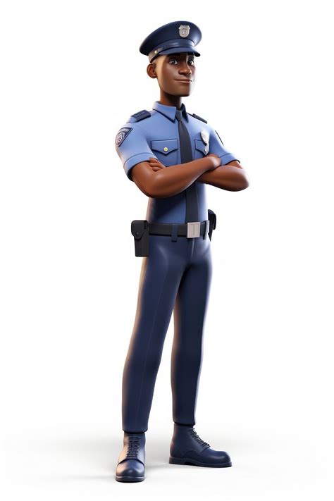 Cartoon officer police white background. | Free Photo Illustration ...