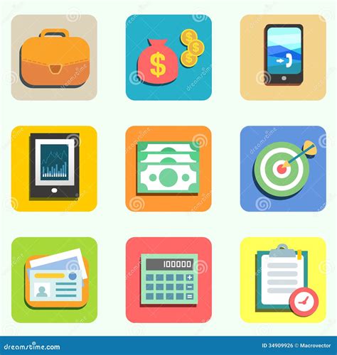 Finance Flat Icons Stock Vector Illustration Of Action