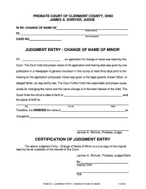 Fillable Online Probatejuvenile Clermontcountyohio 21 3 Judgment Entry