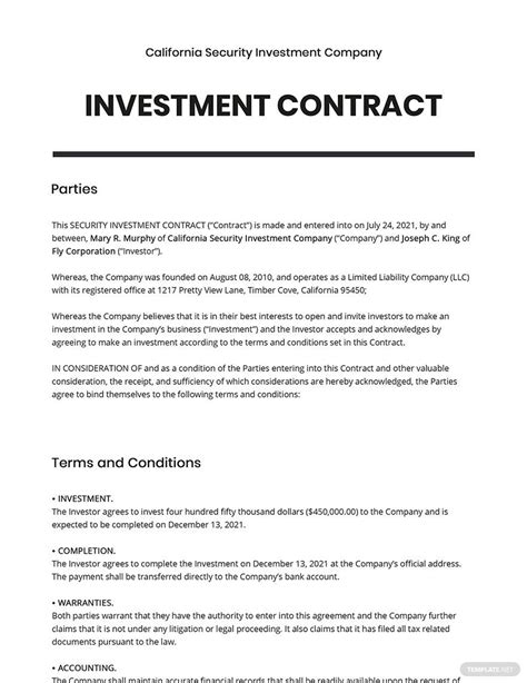 Security Guard Contract Template Google Docs Word Template Net