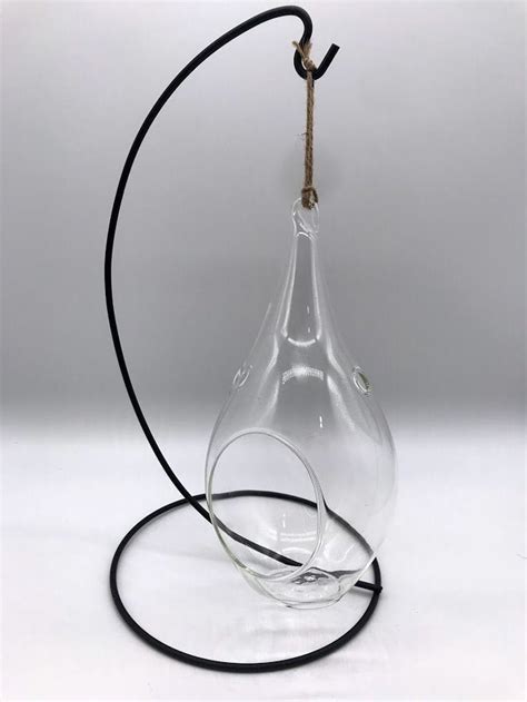 Air Plant Glass Raindrop W Stand Bulb Hanging Planter Pot Etsy