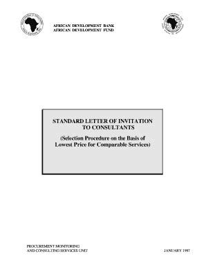 Fillable Online Afdb Standard Letter Of Invitation To Consultants