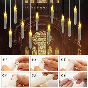 Pchero Floating Candles With Wand Remote Pcs Led Flameless Tapered