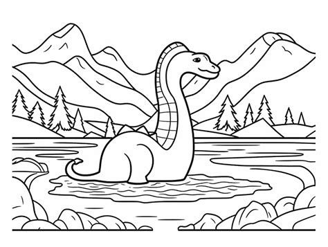 Wonderful Loch Ness Monster Drawing Coloring Page