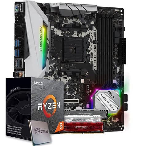 Kit Upgrade Gamer AMD Ryzen 5 3600 Placa mãe Asrock B450M Steel Legend