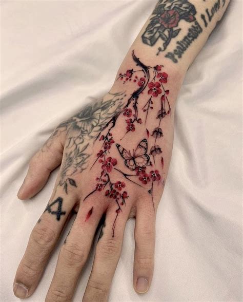 Sakura Tattoo Creative Tattoos Hand Tattoos Hand Tattoos For Guys