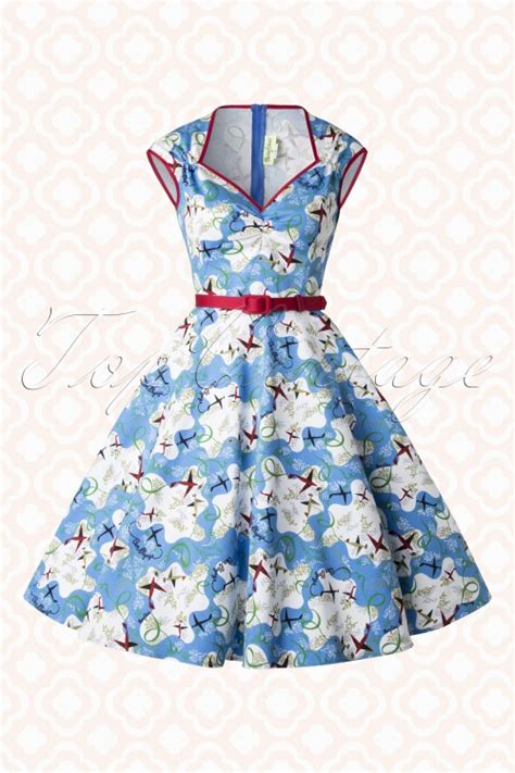 50s Heidi Swing Dress In Mary Blair Planes Print