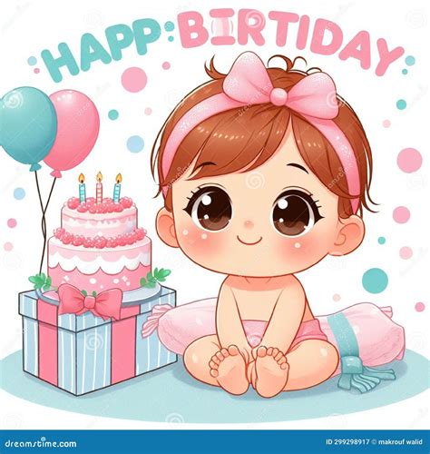 Happy Birthday For A Cute Baby Stock Image Image Of Baby Cute 299298917