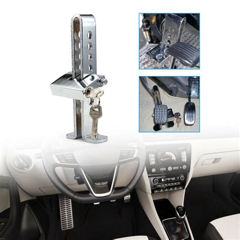 Car Brake Pedal Lock Security With 3 Keys Stainless Steel Clutch Lock