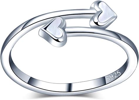 Micvivien Mode Damen Ringe Sterling Silber Doppelherz Ring F R