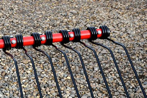 Red Rake Attachment Metal Farming Industry Photo Background And Picture