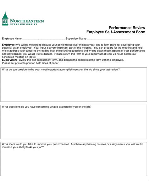 Free 5 Employee Self Assessment Samples In Ms Word Pdf