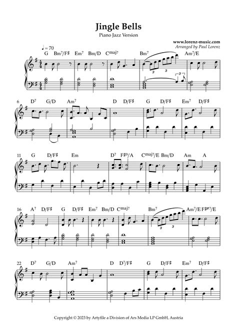 Jingle Bells Jazz Version Sheet Music Paul Lorenz Piano Solo