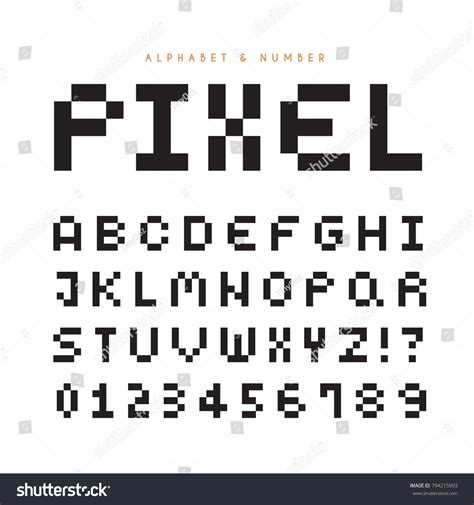 Pixel Alphabet Letters Number Set Modern Royalty Free Stock Vector