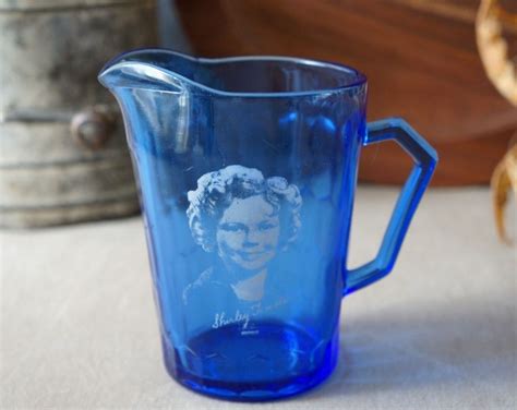 Vintage Shirley Temple Collectible Cobalt Blue Glass Pitcher Creamer Etsy