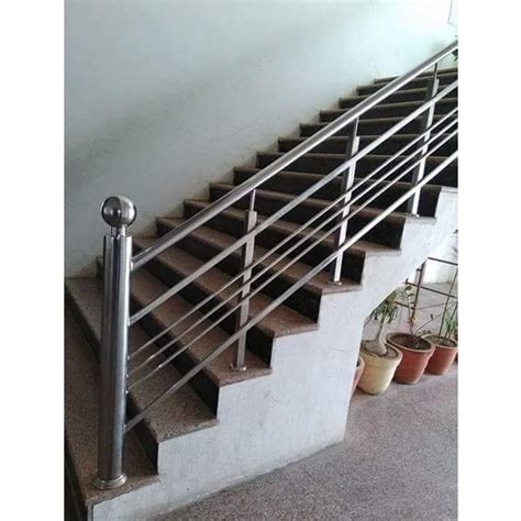 Silver Stairs Feet Stainless Steel Staircase Railing For Home At Rs