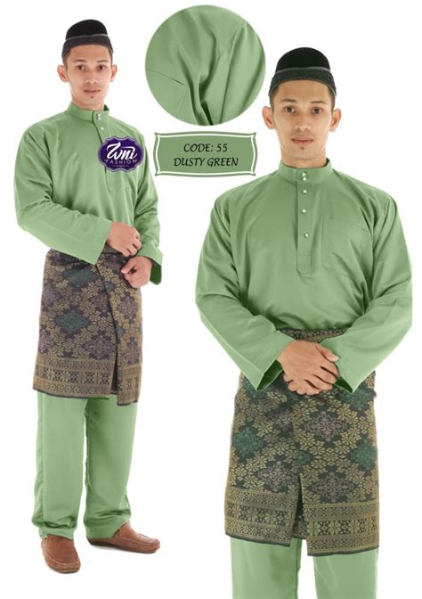 Baju Melayu Tradisional Dusty Green Wni Fashion