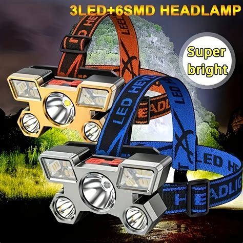 Pc Super Bright Led Smd Headlights Usb Rechargeable Portable Modes