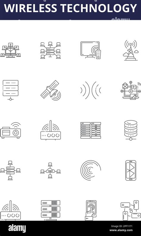 Wireless Technology Line Vector Icons And Signs Technology Radio GSM