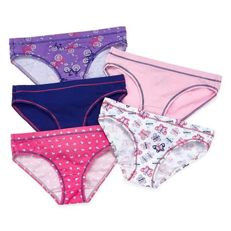 Hanes 090563948123 Ultimate Girls Cotton Stretch Bikinis Assorted Color Size 6 Pack Of 5